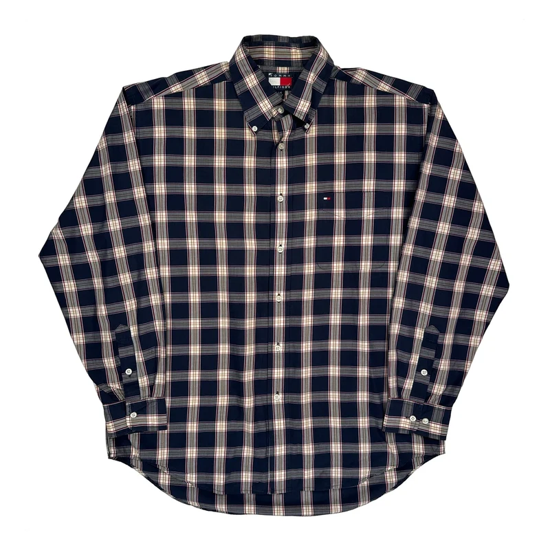 Tommy Hilfiger Checked Shirt - Large Navy Cotton