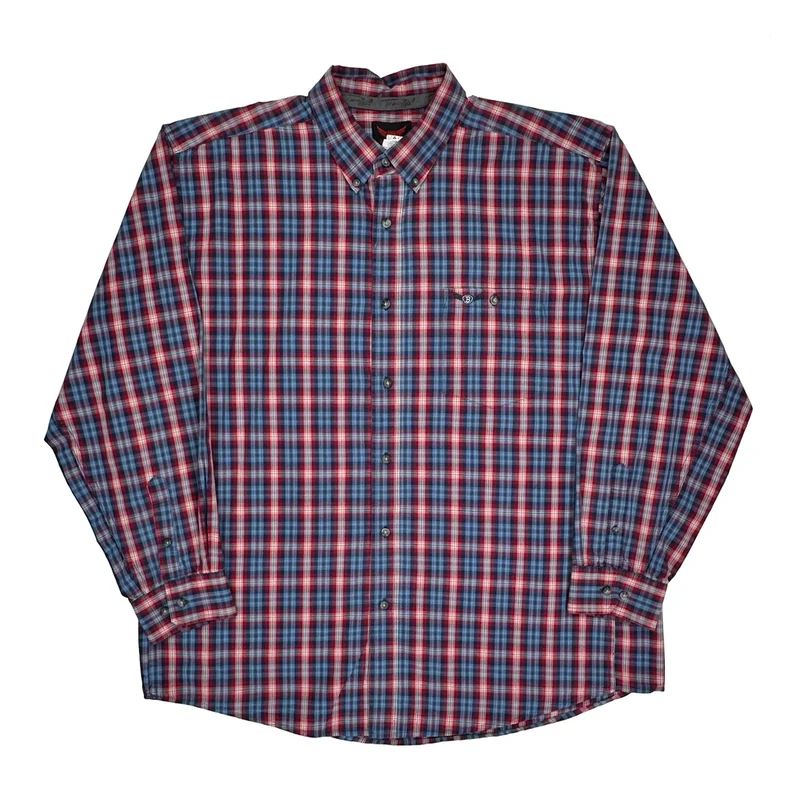 Trevor Brazile Relentless Wrangler Checked Shirt - 2XL Blue Cotton Blend