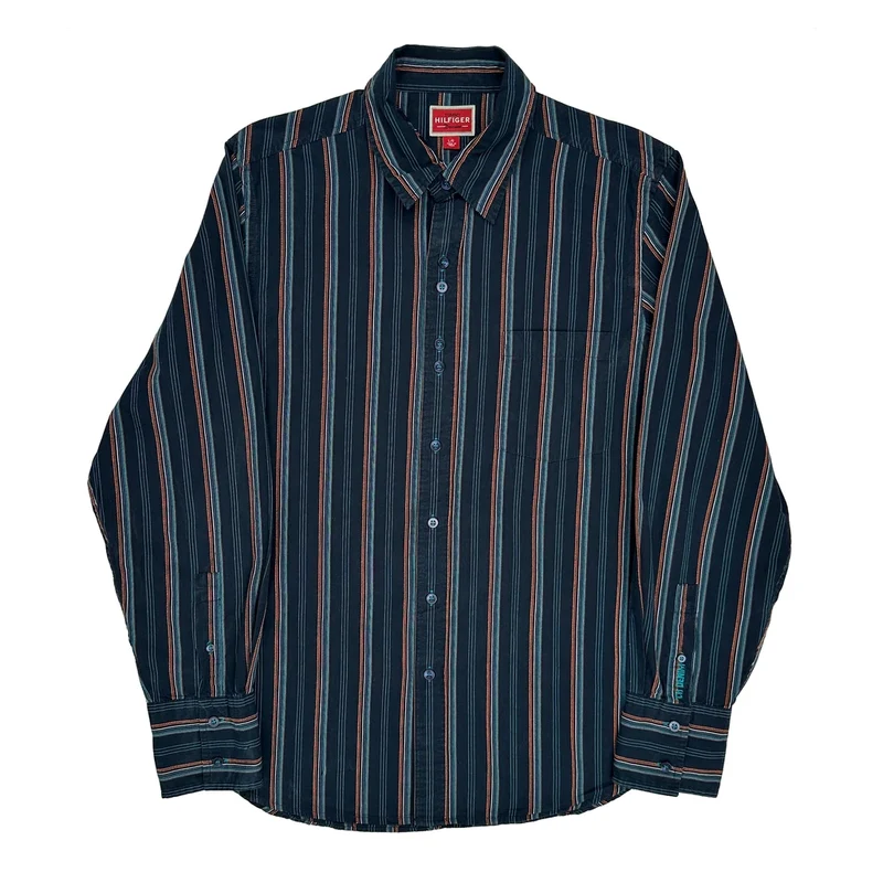 Tommy Hilfiger Denim Striped Shirt - Large Blue Cotton