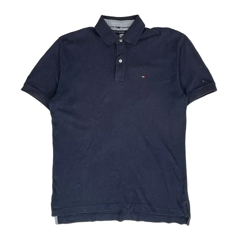 Tommy Hilfiger Polo Shirt - Large Navy Cotton