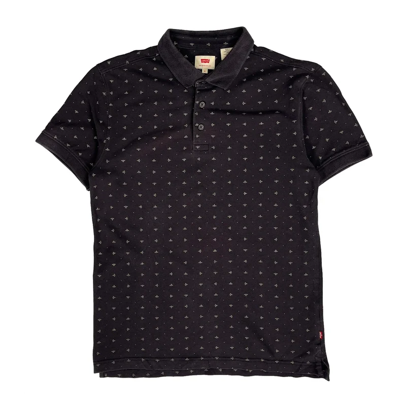 Levis Polo Shirt - Medium Black Cotton