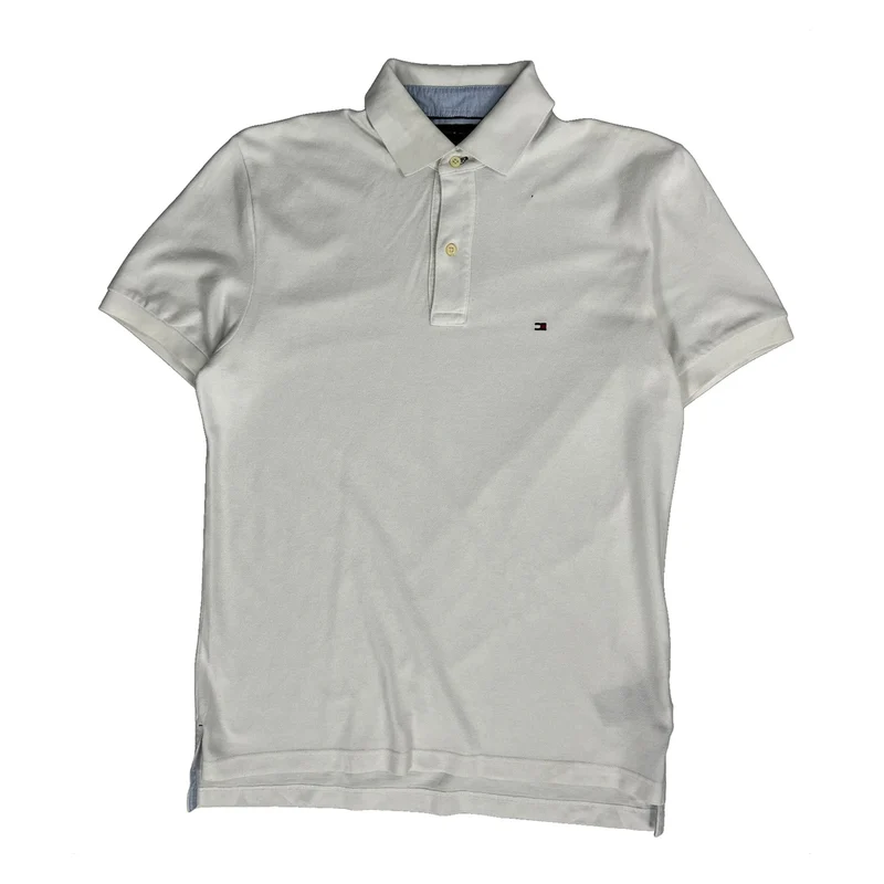 Tommy Hilfiger Polo Shirt - Small White Cotton