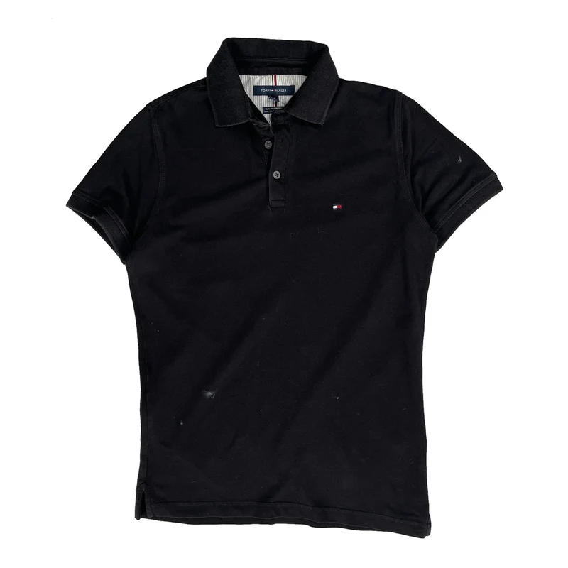 Tommy Hilfiger Slim Fit Polo Shirt - Small Black Cotton