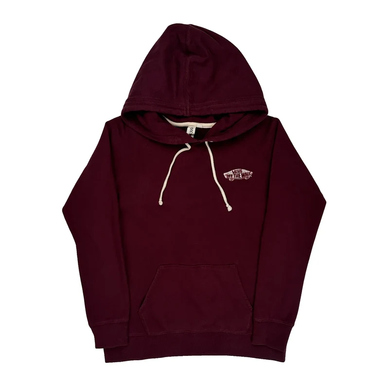 Off The Wall Vans Hoodie - Small Burgundy Cotton