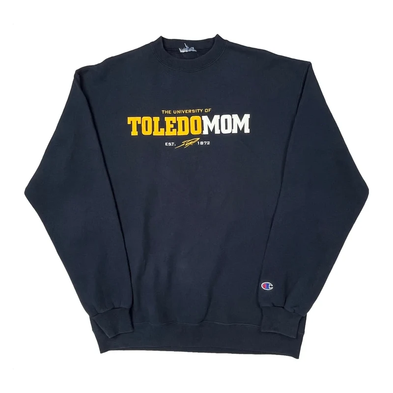 University Of Toledo Champion College Sweatshirt - Large Navy Cotton Blend