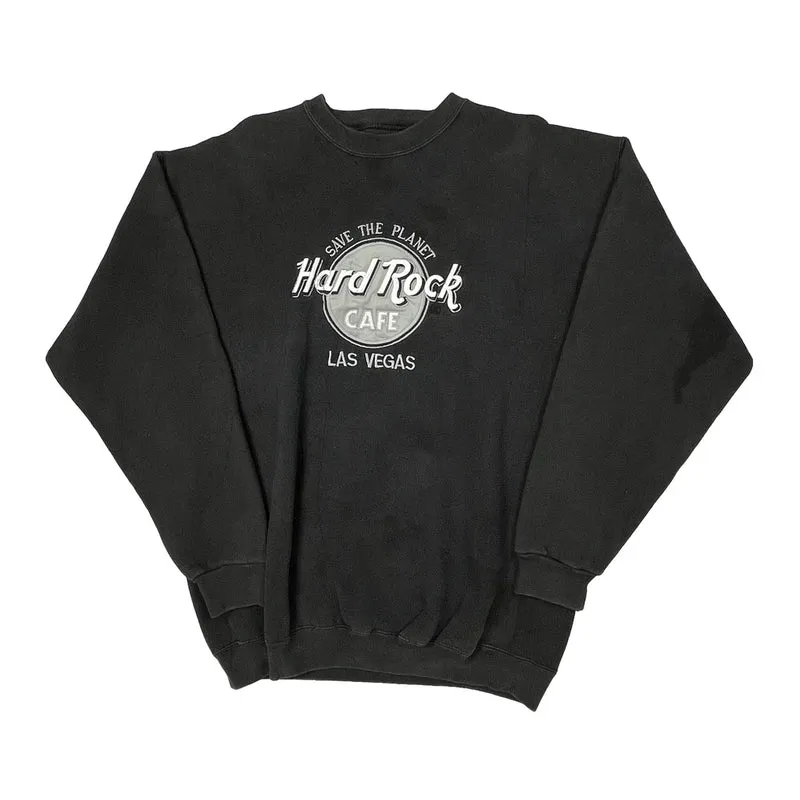 Las Vegas Hard Rock Cafe Graphic Sweatshirt - Large Black Cotton Blend