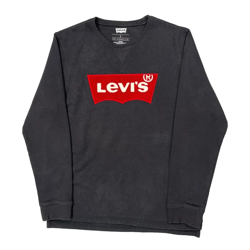 Levis Spellout Sweatshirt - Large Black Cotton