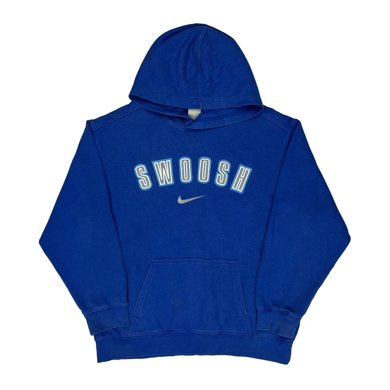 Swoosh Nike Spellout Hoodie - XL Blue Cotton