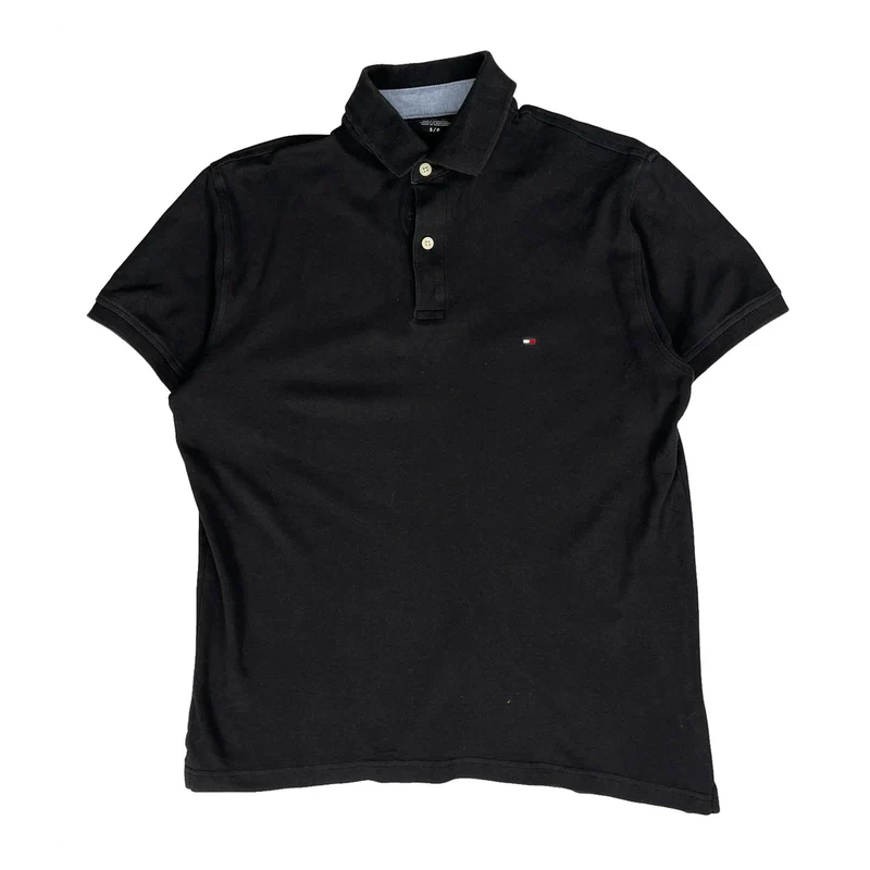 Tommy Hilfiger Polo Shirt - Small Black Cotton