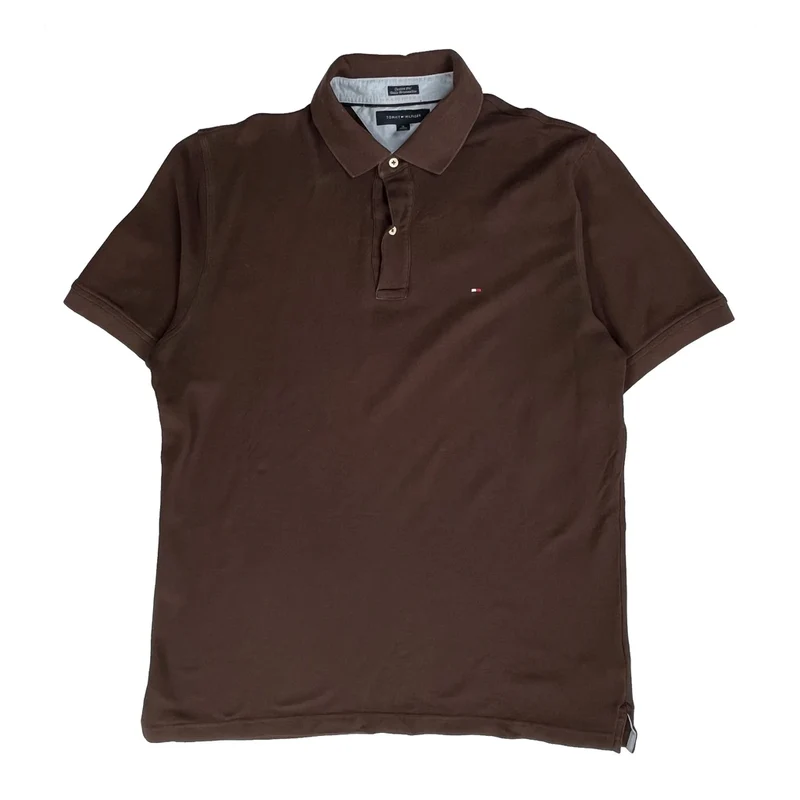 Tommy Hilfiger Polo Shirt - XL Brown Cotton