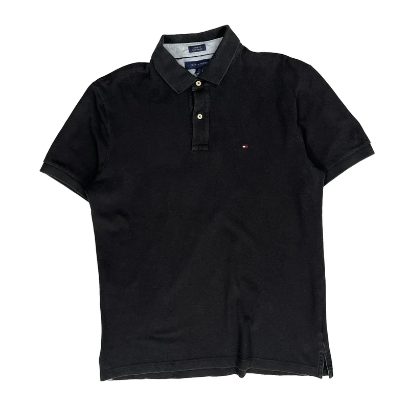 Tommy Hilfiger Polo Shirt - Large Black Cotton