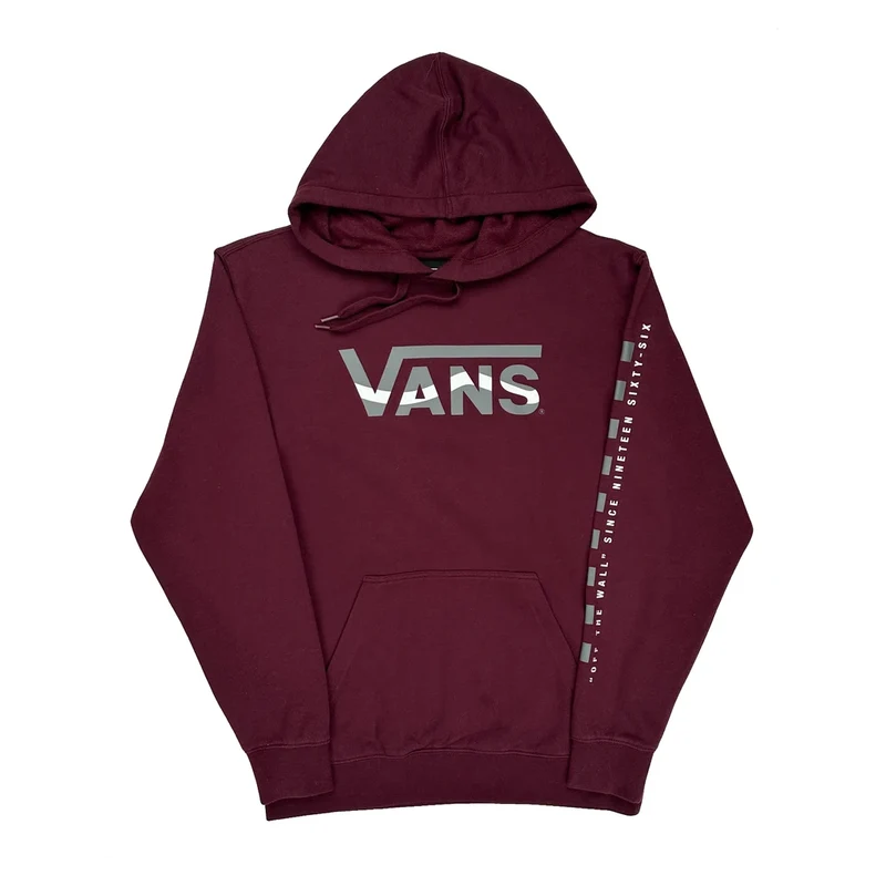 Vans Graphic Hoodie - Small Burgundy Cotton