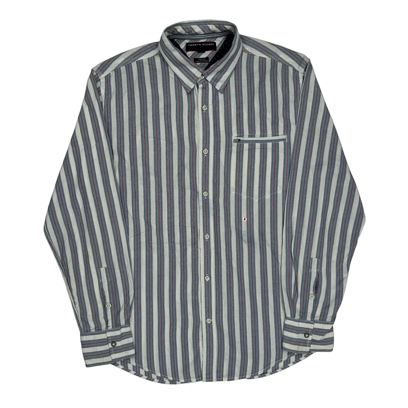 Tommy Hilfiger Striped Shirt - Large Blue Cotton