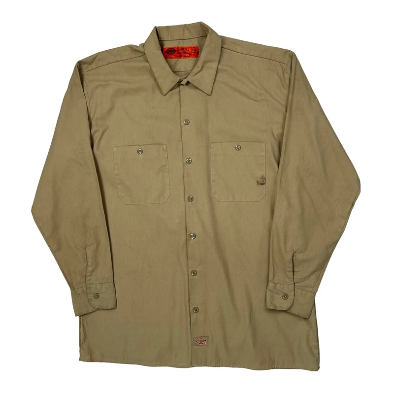 Dickies Shirt - Large Khaki Polyester Blend