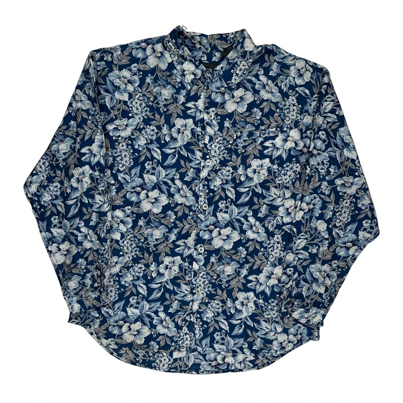 Liz Wear Floral Shirt - Medium Blue Viscose