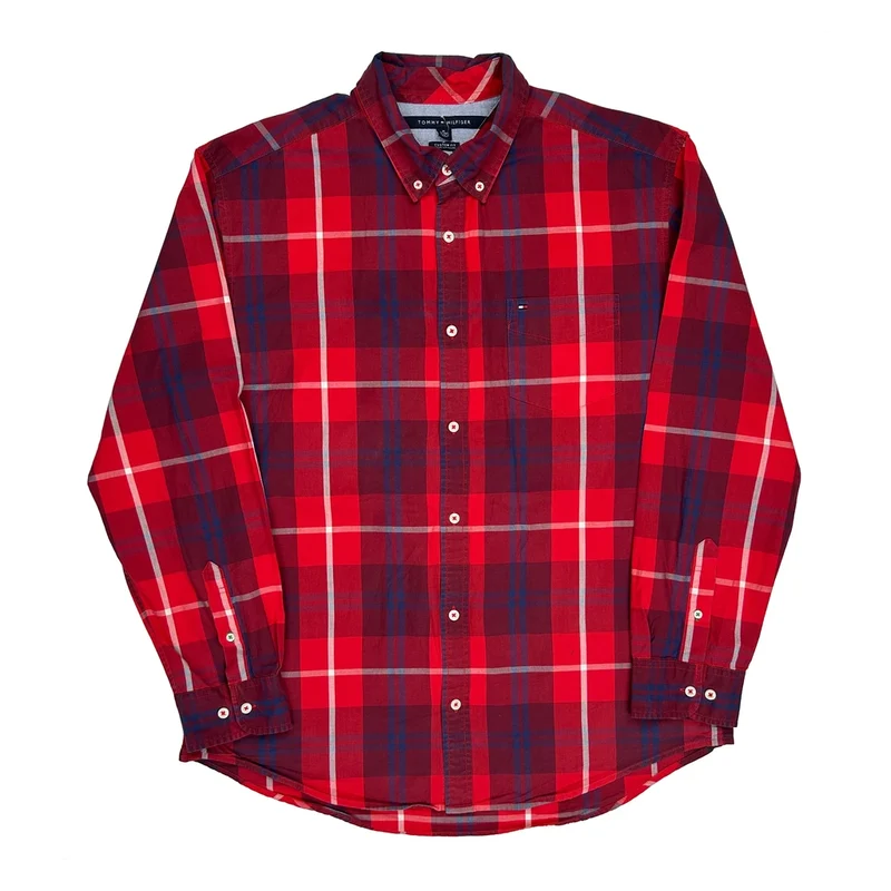 Tommy Hilfiger Checked Shirt - XL Red Cotton