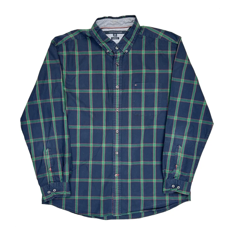 Tommy Hilfiger Checked Shirt - XL Blue Cotton