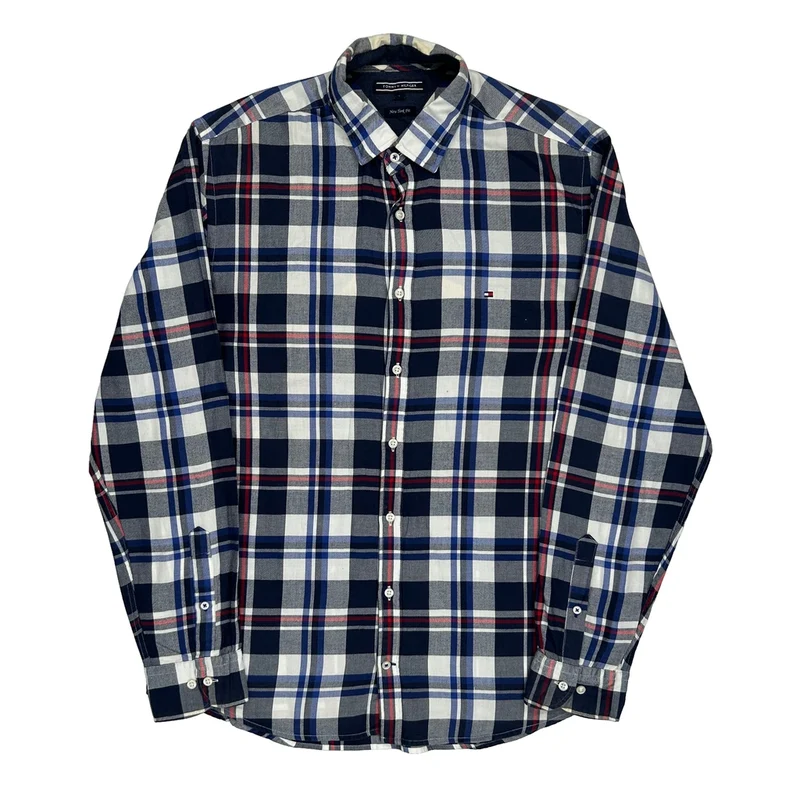 Tommy Hilfiger Checked Shirt - Large Blue Cotton