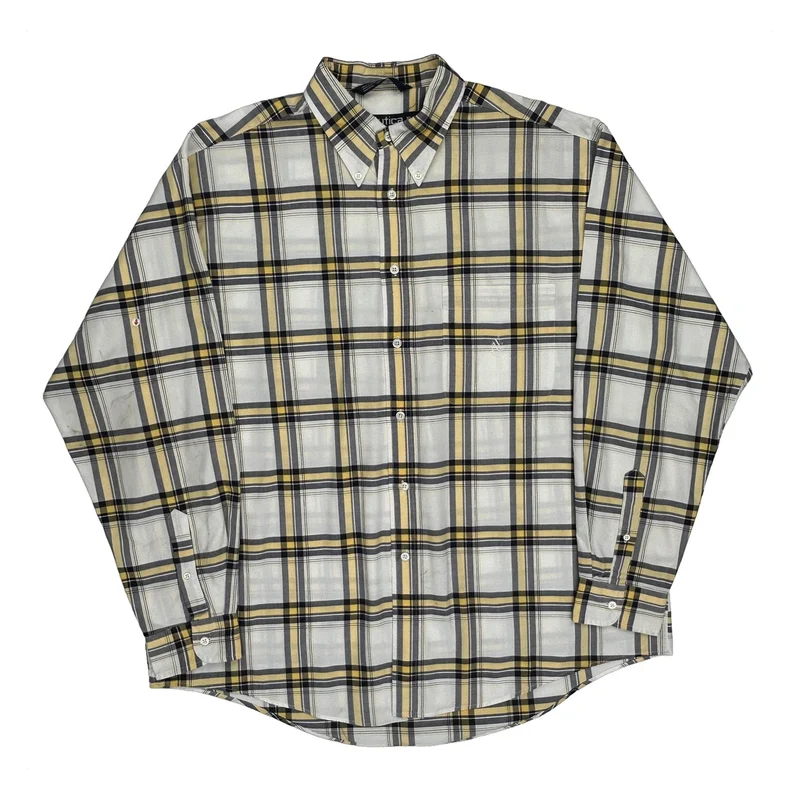 Nautica Checked Shirt - XL Yellow Cotton
