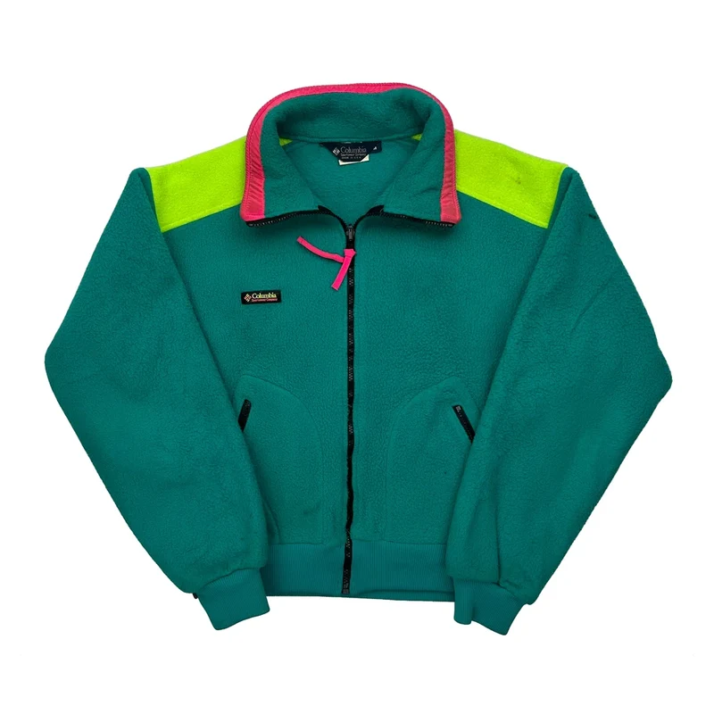 Made In USA Columbia Fleece Jacket - Medium Green Polyester