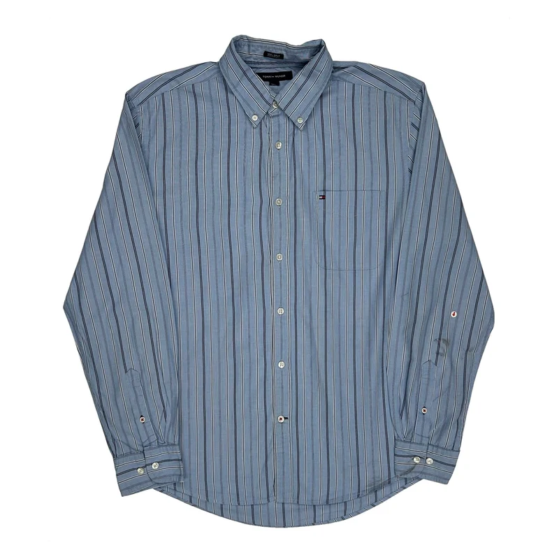 Tommy Hilfiger Striped Shirt - Large Blue Cotton