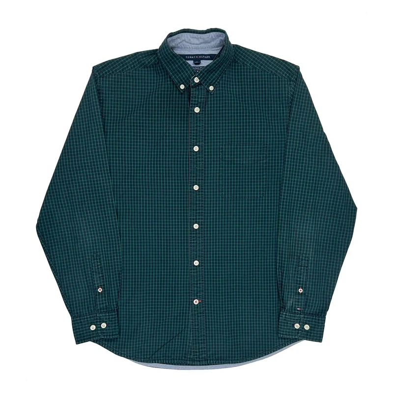 Tommy Hilfiger Checked Shirt - Medium Green Cotton