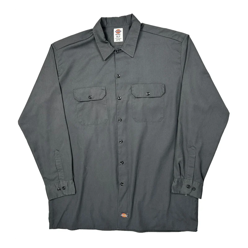 Dickies Shirt - XL Grey Polyester Blend
