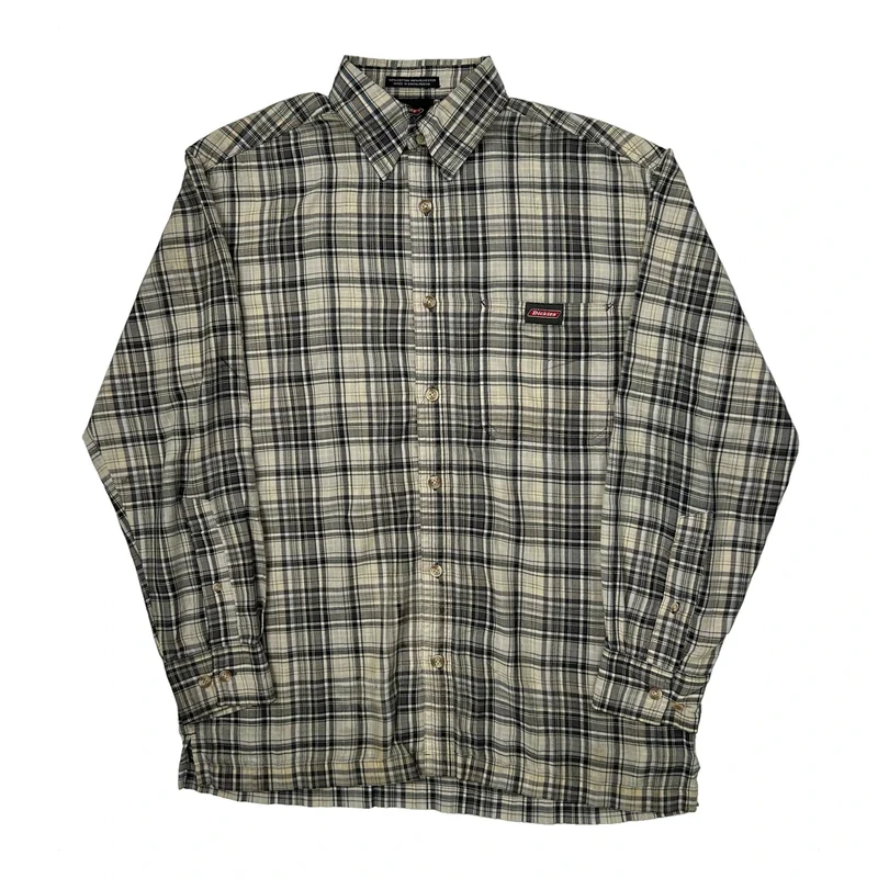 Dickies Checked Shirt - Medium Grey Cotton Blend