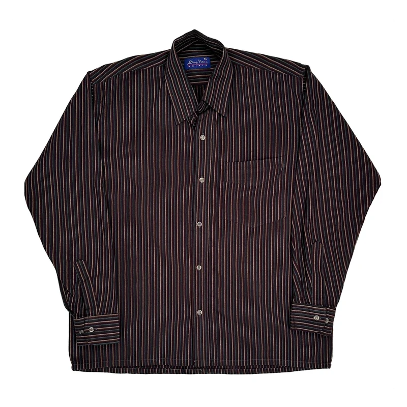 Sea Mans Striped Shirt - XL Brown Cotton