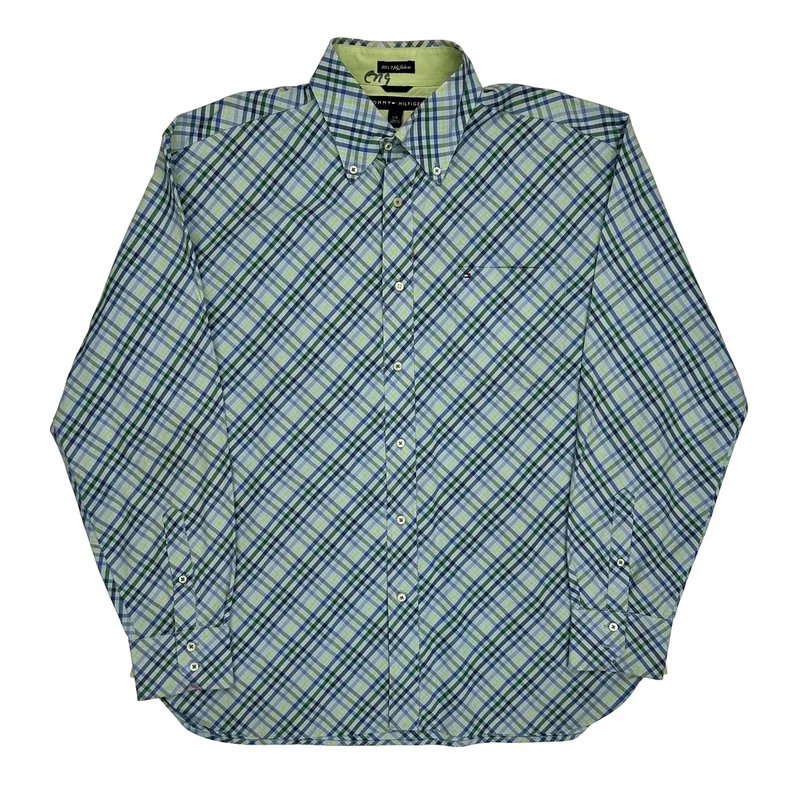 Tommy Hilfiger Checked Shirt - Large Blue Cotton
