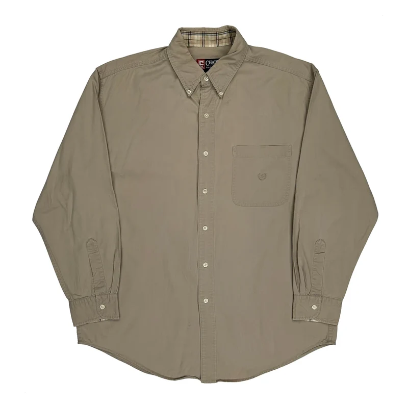 Chaps Ralph Lauren Shirt - Large Beige Cotton