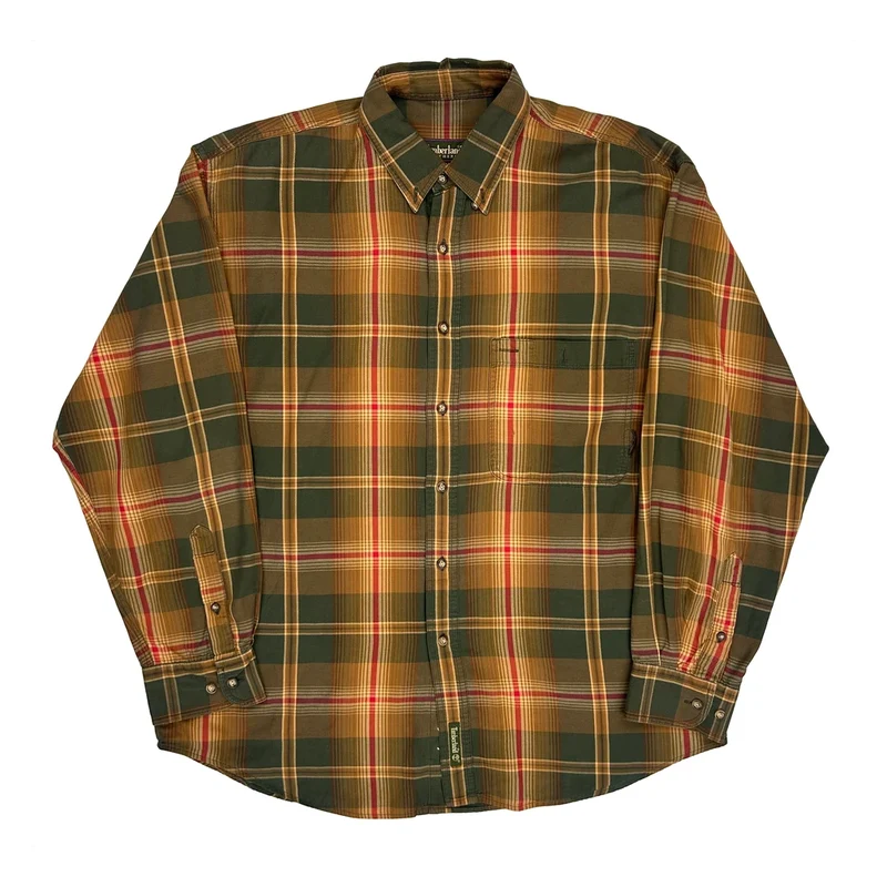 Timberland Checked Shirt - Medium Green Cotton