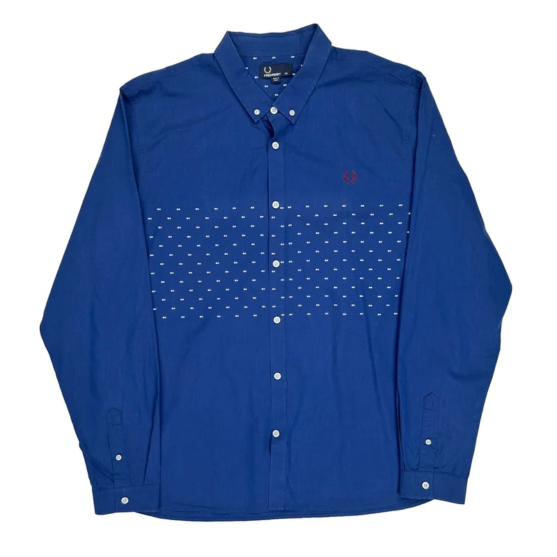 Fred Perry Shirt - 2XL Blue Cotton