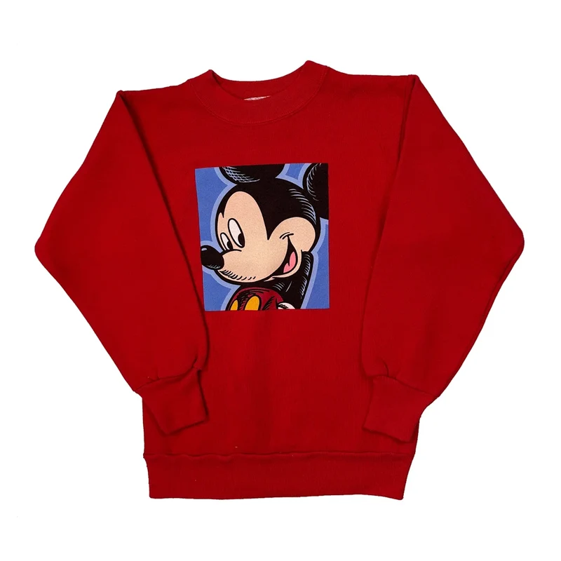 Age 6-8 Disney Mickey Mouse Sweatshirt - Small Red Cotton