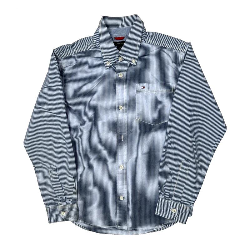 Age 8-10 Tommy Hilfiger Striped Shirt - Small Blue Cotton