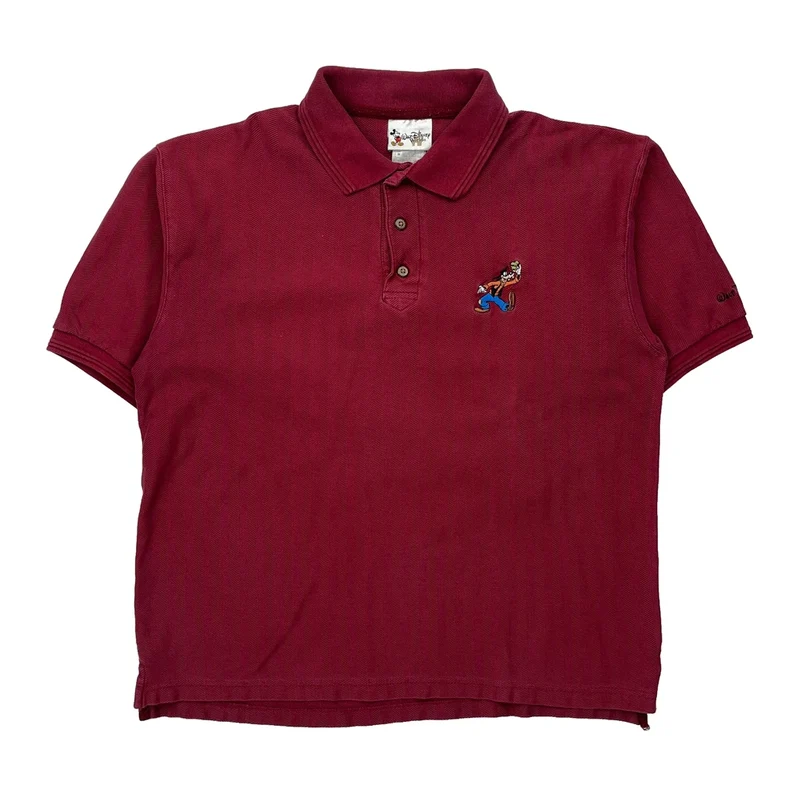 Walt Disney World Disney Cartoon Polo Shirt - Medium Burgundy Cotton