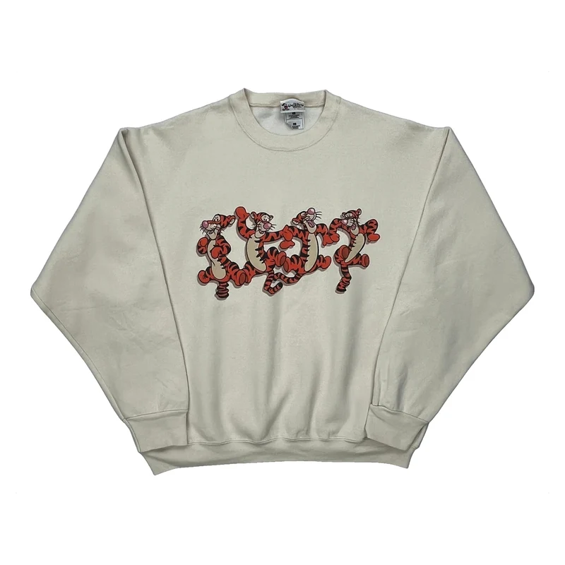 Tigger Disney Cartoon Sweatshirt - XL Cream Cotton