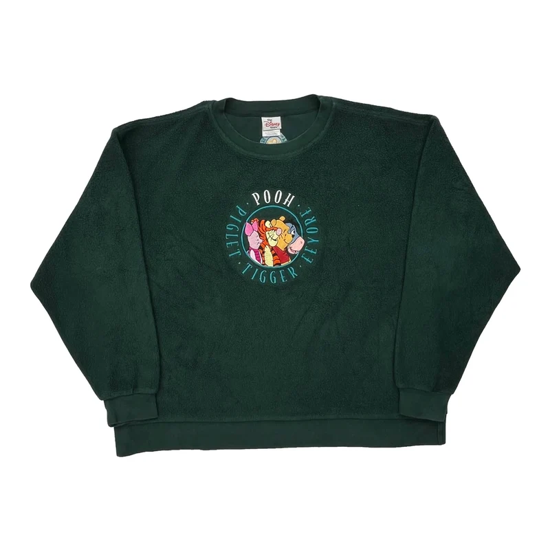 Winnie The Pooh Characters Disney Cartoon Sweatshirt - XL Green Cotton