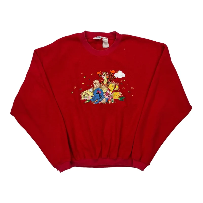 Disney Cartoon Sweatshirt - XL Red Cotton
