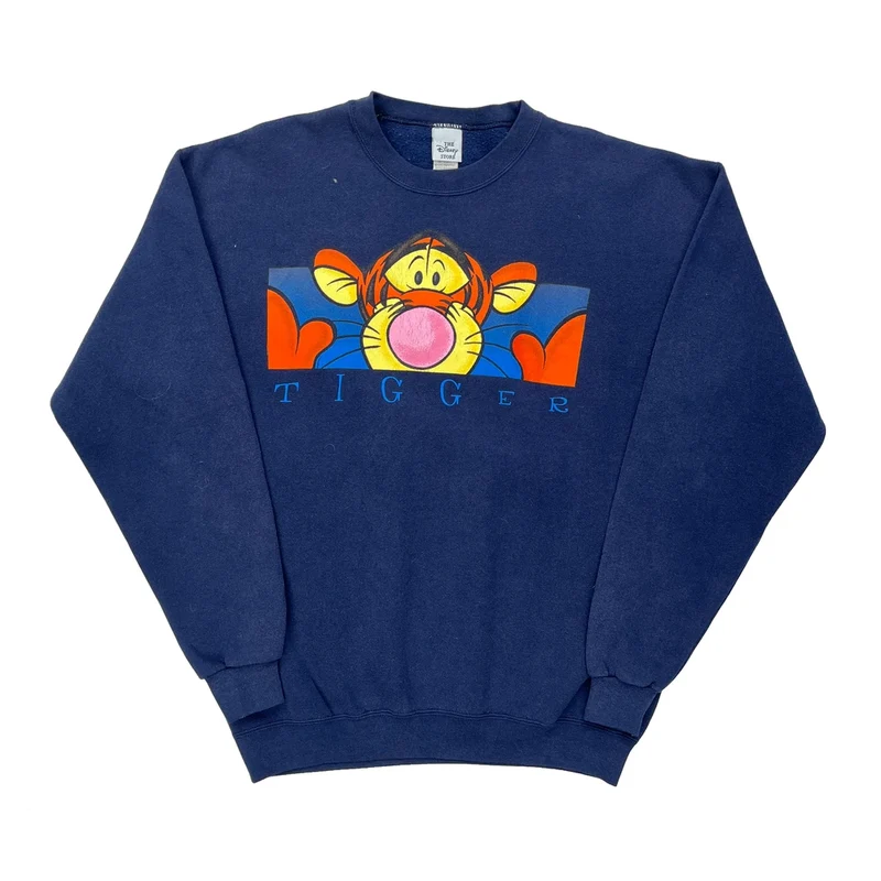 Tigger Character Disney Cartoon Sweatshirt - Large Blue Cotton