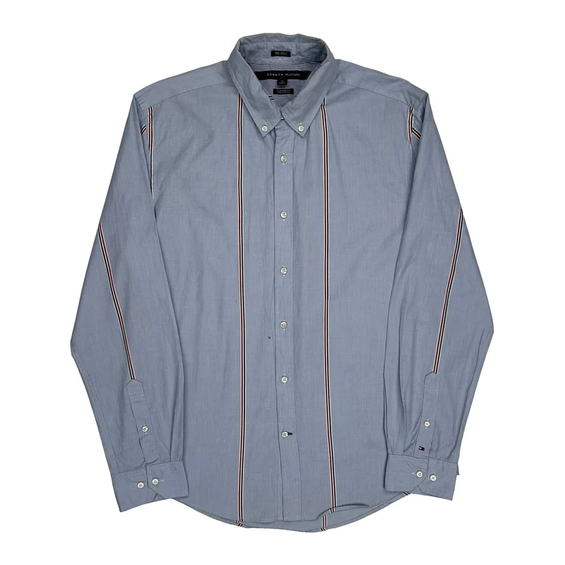 Tommy Hilfiger Striped Shirt - Large Blue Cotton