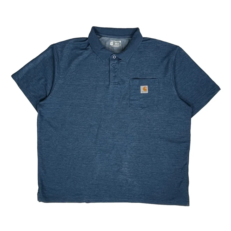 Carhartt Polo Shirt - 2XL Blue Cotton