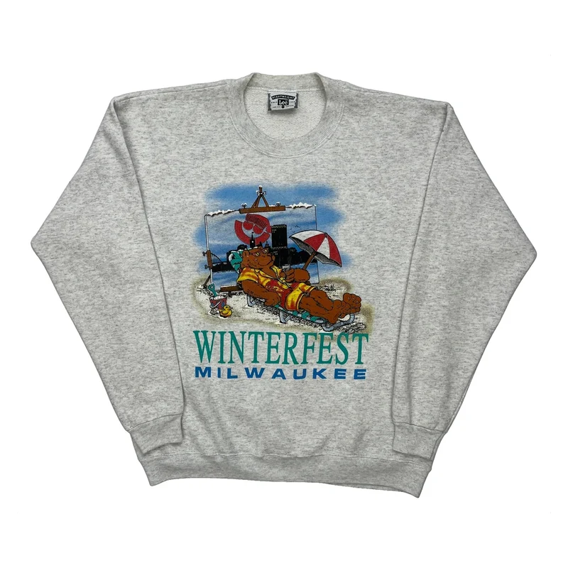 Winterfest Milwaukee Lee Graphic Sweatshirt - Large Grey Cotton