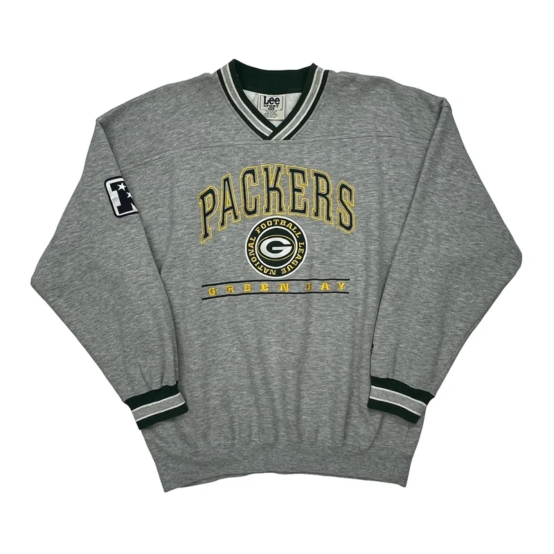 Green Bay Packers Lee Sport Football Sweatshirt - XL Grey Polyester Blend