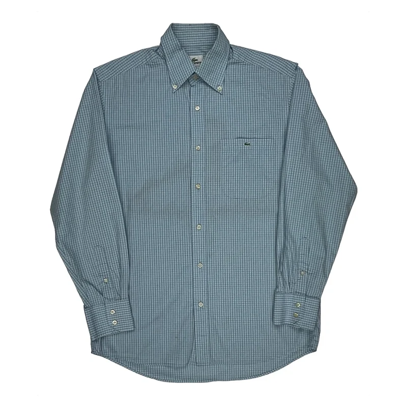 Lacoste Checked Shirt - Medium Blue Cotton