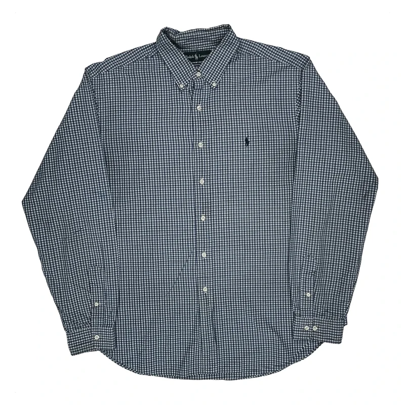 Ralph Lauren Checked Shirt - XL Blue Cotton
