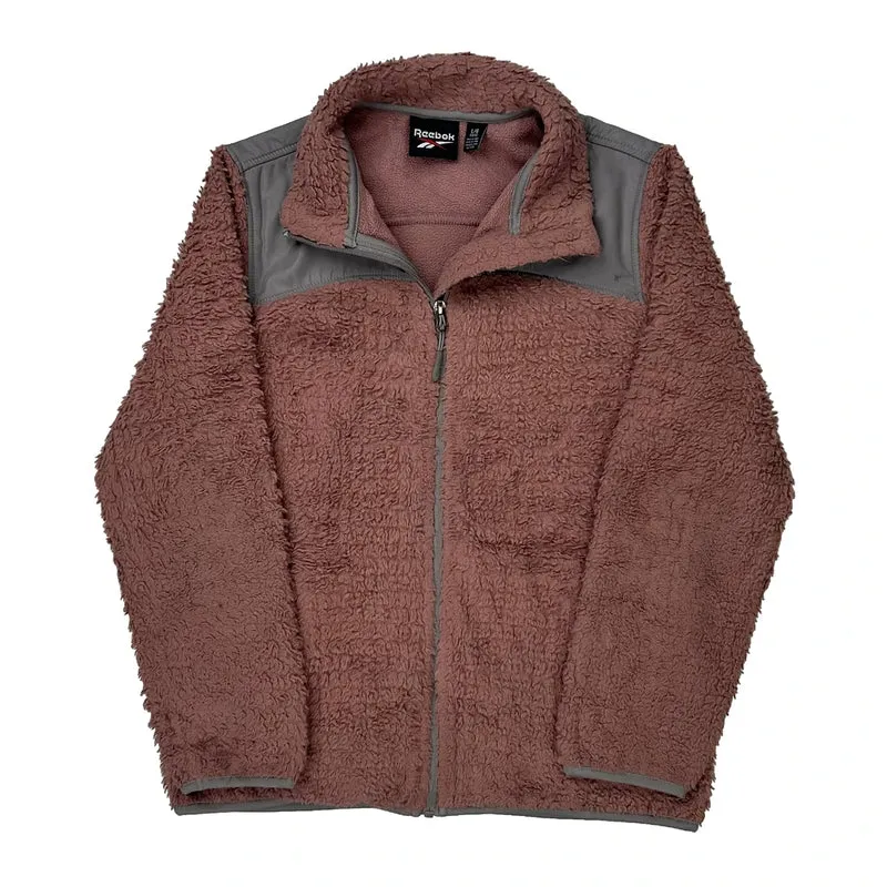 Reebok Fleece Jacket - Large Brown Polyester