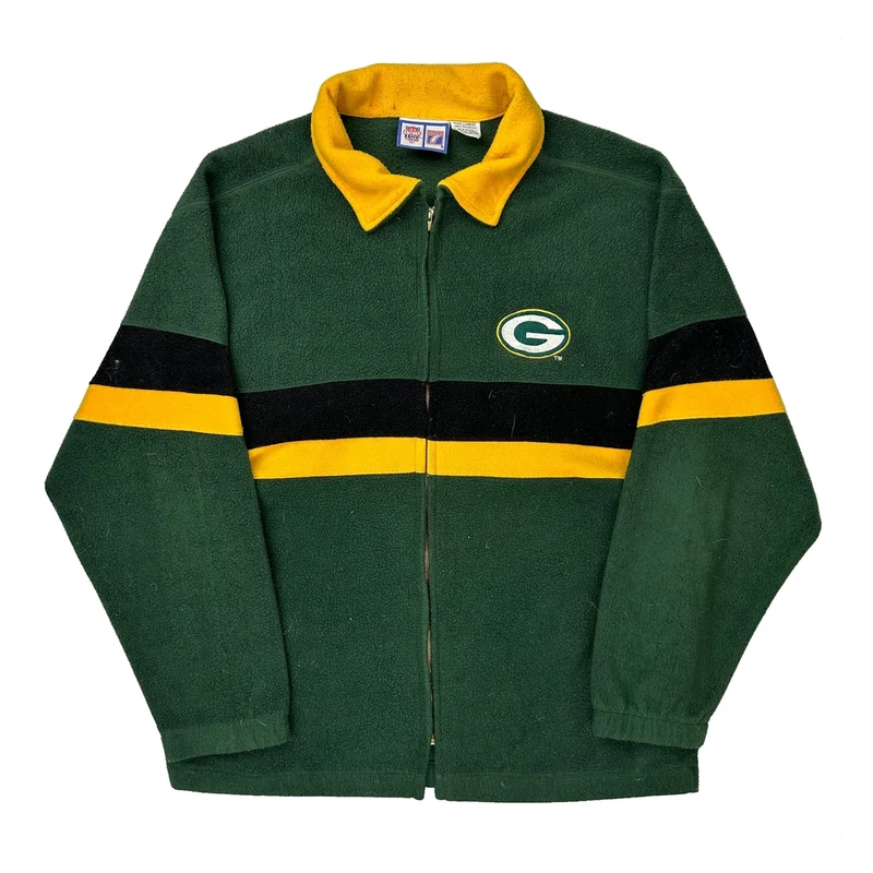 Green Bay Packers Logo 7 Football Fleece Jacket - Large Green Polyester