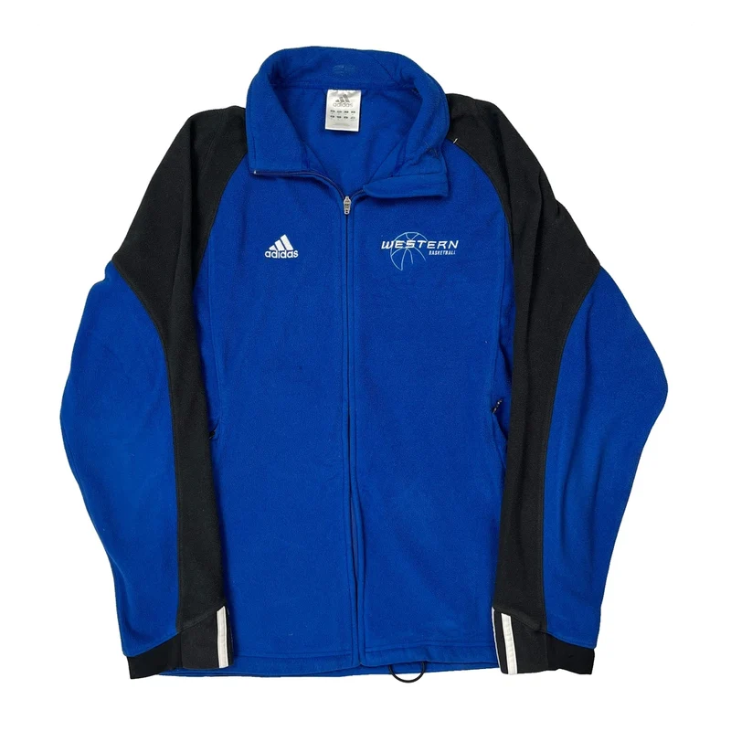 Western Basketball Adidas Fleece Jacket - Medium Blue Polyester