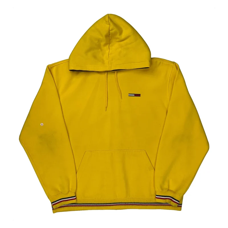 Tommy Jeans Hoodie - Large Yellow Polyester Blend